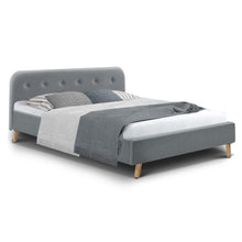 Load image into Gallery viewer, Ashley Rose Queen Size Bed Frame Base Mattress Fabric Wooden Grey - Ashley Rose