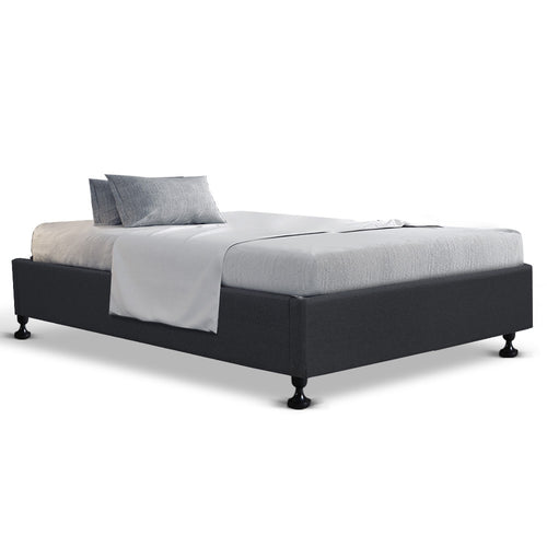 Ashley Rose King Single Size Bed Base Frame Mattress Platform Fabric Wooden Charcoal - Ashley Rose