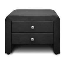 Load image into Gallery viewer, Ashley Rose PU Leather Bedside Table with 2 Drawers - Black - Ashley Rose