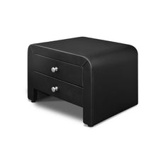 Load image into Gallery viewer, Ashley Rose PU Leather Bedside Table with 2 Drawers - Black - Ashley Rose