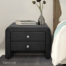 Load image into Gallery viewer, Ashley Rose PU Leather Bedside Table with 2 Drawers - Black - Ashley Rose