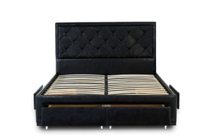 Jasmine PU Leather King Drawers Storage Bed Black - Ashley Rose