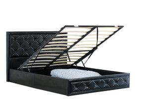 Jasmine PU Leather Queen Gas Lift Ottoman Storage Bed Black - Ashley Rose