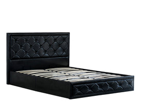 Jasmine PU Leather Double Gas Lift Ottoman Storage Bed Black - Ashley Rose