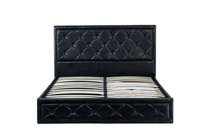 Jasmine PU Leather Double Gas Lift Ottoman Storage Bed Black - Ashley Rose