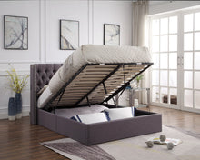 Load image into Gallery viewer, Bologna USB Fabric King Gas Lift Ottoman Storage Bed Grey - Ashley Rose