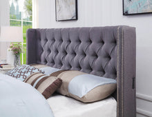 Load image into Gallery viewer, Bologna USB Fabric King Gas Lift Ottoman Storage Bed Grey - Ashley Rose