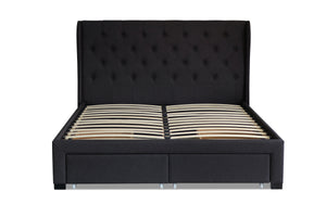 Cambridge Fabric Double Drawers Storage Bed Charcoal - Ashley Rose