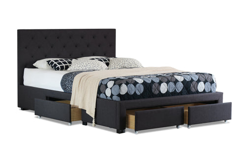 Alabama Fabric King Drawers Storage Bed Charcoal - Ashley Rose