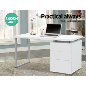 Ashley Rose Metal Desk with 3 Drawers - White - Ashley Rose