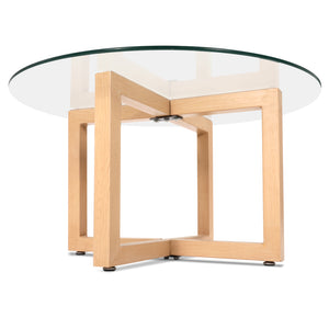 Ashley Rose Tempered Glass Round Coffee Table - Beige - Ashley Rose