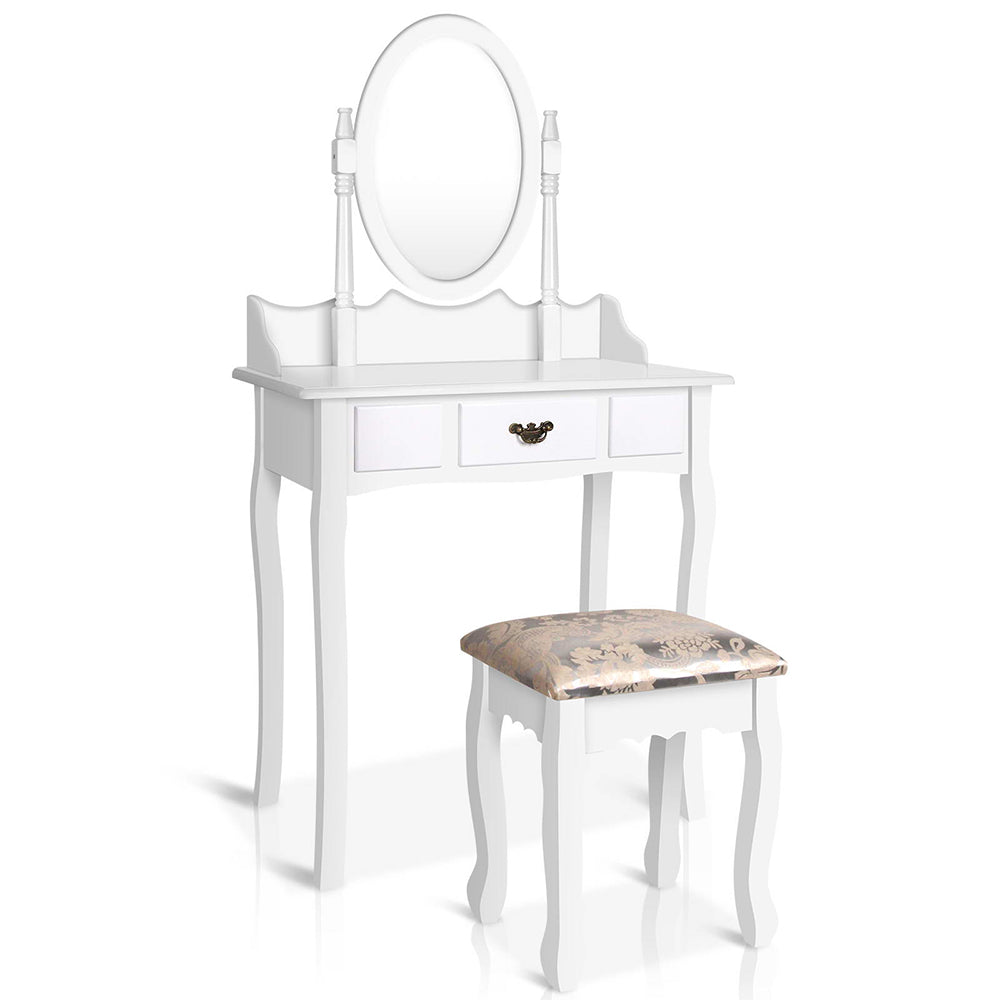 Ashley Rose Single Drawer Dressing Table with Mirror - White - Ashley Rose