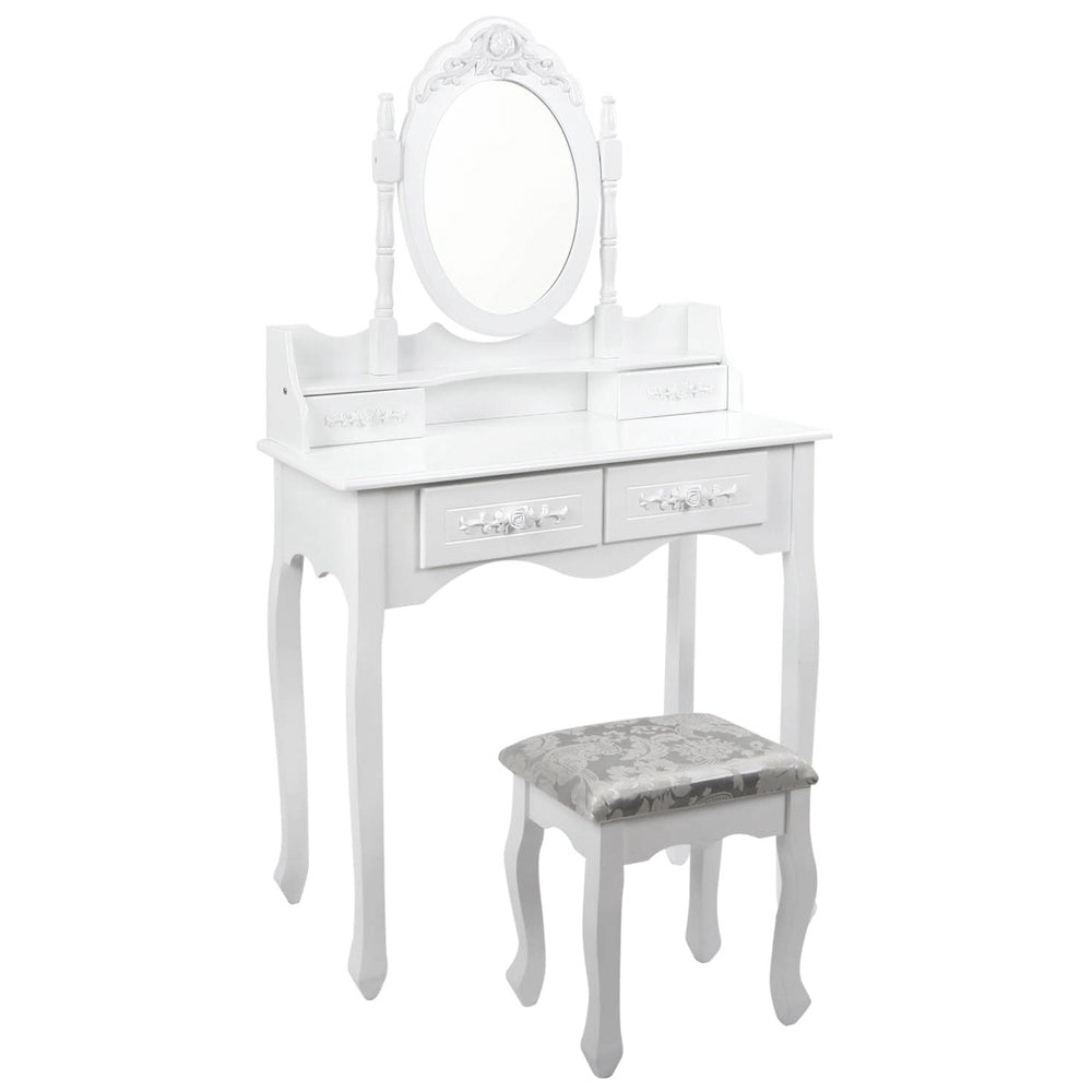 Ashley Rose 4 Drawer Dressing Table with Mirror - White - Ashley Rose