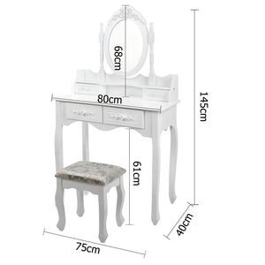 Ashley Rose 4 Drawer Dressing Table with Mirror - White - Ashley Rose