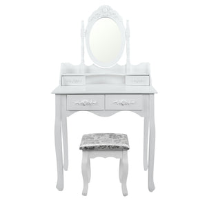 Ashley Rose 4 Drawer Dressing Table with Mirror - White - Ashley Rose