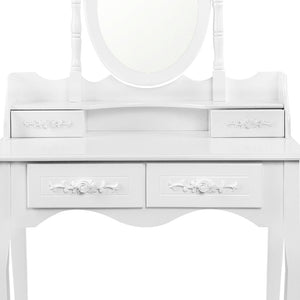 Ashley Rose 4 Drawer Dressing Table with Mirror - White - Ashley Rose