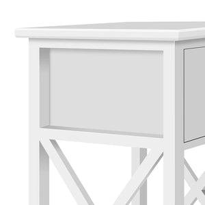 Bedside Table Coffee Side Cabinet Drawer Wooden White - Ashley Rose