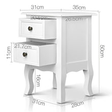 Load image into Gallery viewer, Bedside Table French Provincial Lamp Cabinet 2 Drawers White - Ashley Rose