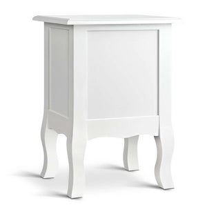 Bedside Table French Provincial Lamp Cabinet 2 Drawers White - Ashley Rose