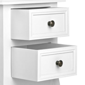 Bedside Table French Provincial Lamp Cabinet 2 Drawers White - Ashley Rose