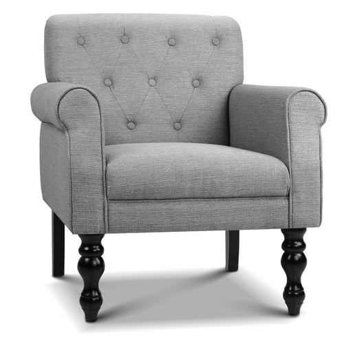 Ashley Rose Wingback Fabric Accent Armchair - Grey - Ashley Rose