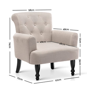 Ashley Rose French Lorraine Chair Retro Wing - Taupe - Ashley Rose