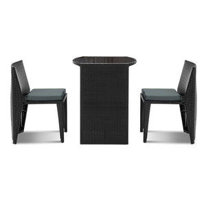 Ashley Rose 3 Piece PE Wicker Outdoor Table and Chair Set - Black - Ashley Rose