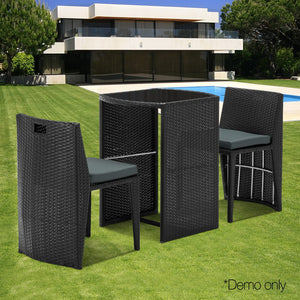 Ashley Rose 3 Piece PE Wicker Outdoor Table and Chair Set - Black - Ashley Rose