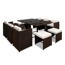 Load image into Gallery viewer, Ashley Rose 11 Piece PE Wicker Outdoor Dining Set - Brown &amp; White - Ashley Rose