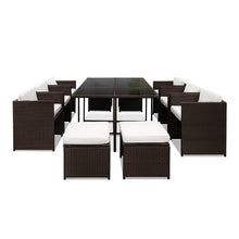 Load image into Gallery viewer, Ashley Rose 11 Piece PE Wicker Outdoor Dining Set - Brown &amp; White - Ashley Rose