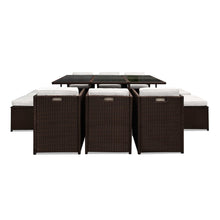 Load image into Gallery viewer, Ashley Rose 11 Piece PE Wicker Outdoor Dining Set - Brown &amp; White - Ashley Rose