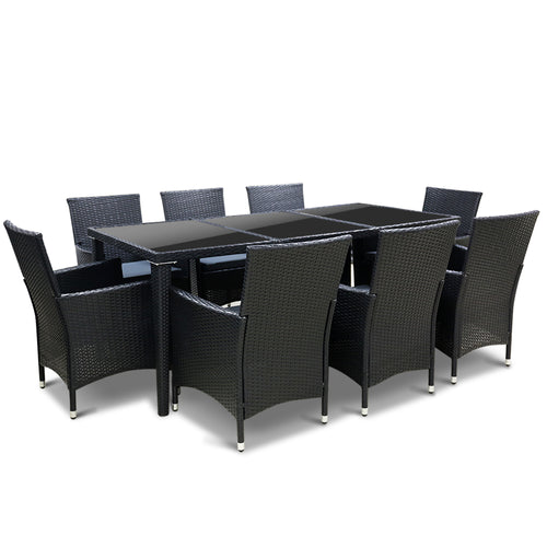 Ashley Rose 9 Piece Outdoor Dining Set - Black - Ashley Rose