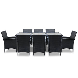 Ashley Rose 9 Piece Outdoor Dining Set - Black - Ashley Rose