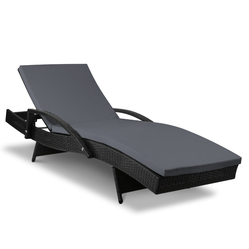 Ashley Rose Outdoor Sun Lounge - Black - Ashley Rose