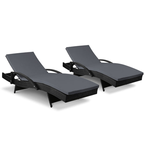 Ashley Rose Outdoor Sun Lounge Chair with Cushion - Black - Ashley Rose