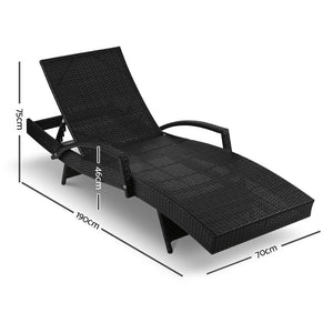 Ashley Rose Outdoor Sun Lounge Chair with Cushion - Black - Ashley Rose