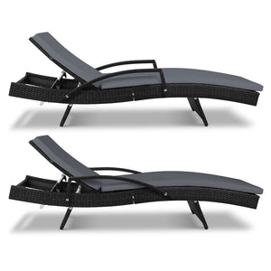 Ashley Rose Outdoor Sun Lounge Chair with Cushion - Black - Ashley Rose