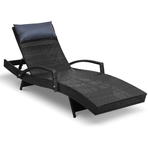 Ashley Rose Outdoor Sun Lounge Furniture Day Bed Wicker Pillow Sofa Set Black - Ashley Rose