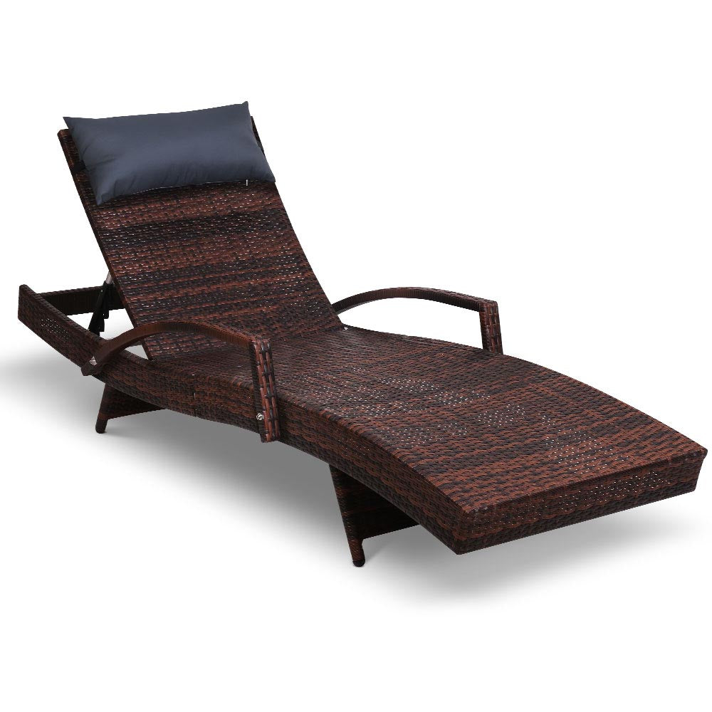 Ashley Rose Outdoor Sun Lounge Furniture Day Bed Wicker Pillow Sofa Set Brown - Ashley Rose