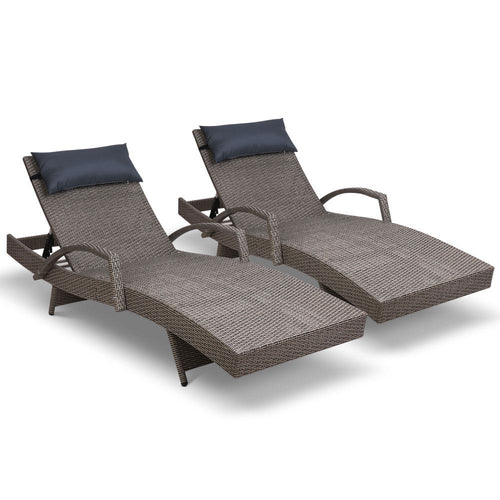 Ashley Rose Sun Lounge Setting Grey Wicker Day Bed Outdoor Furniture Garden Patio - Ashley Rose