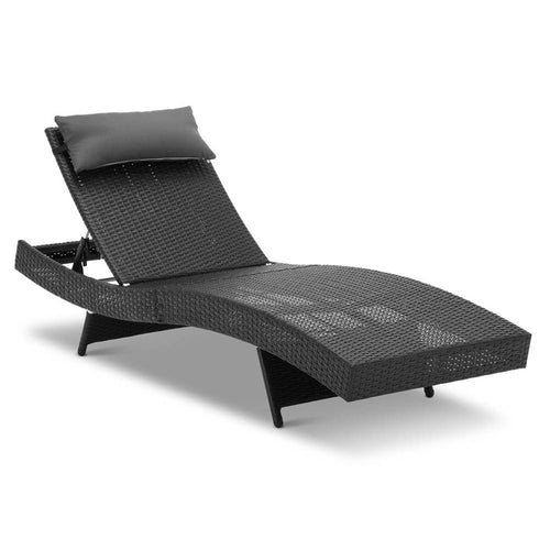 Ashley Rose Outdoor Wicker Sun Lounge - Black - Ashley Rose