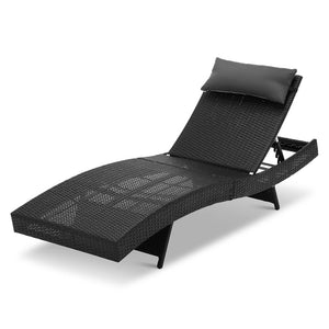 Ashley Rose Outdoor Wicker Sun Lounge - Black - Ashley Rose