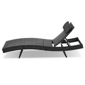 Ashley Rose Outdoor Wicker Sun Lounge - Black - Ashley Rose