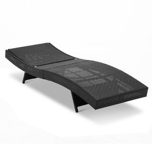 Ashley Rose Outdoor Wicker Sun Lounge - Black - Ashley Rose