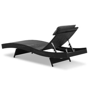 Ashley Rose Outdoor Wicker Sun Lounge - Black - Ashley Rose