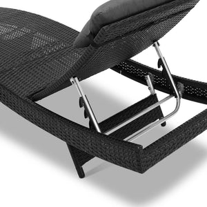 Ashley Rose Outdoor Wicker Sun Lounge - Black - Ashley Rose