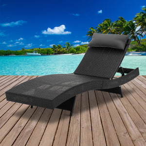 Ashley Rose Outdoor Wicker Sun Lounge - Black - Ashley Rose