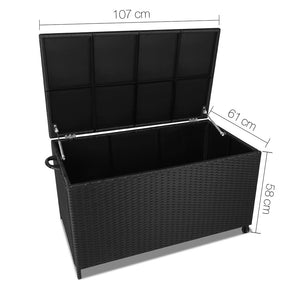 Ashley Rose 320L Outdoor Wicker Storage Box - Black - Ashley Rose