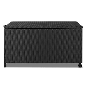 Ashley Rose 320L Outdoor Wicker Storage Box - Black - Ashley Rose