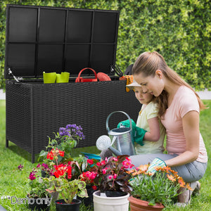 Ashley Rose 320L Outdoor Wicker Storage Box - Black - Ashley Rose